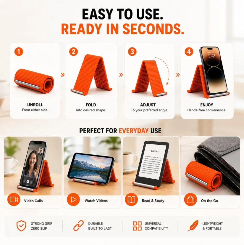 FlexGrip™ Foldable Phone & Tablet Stand