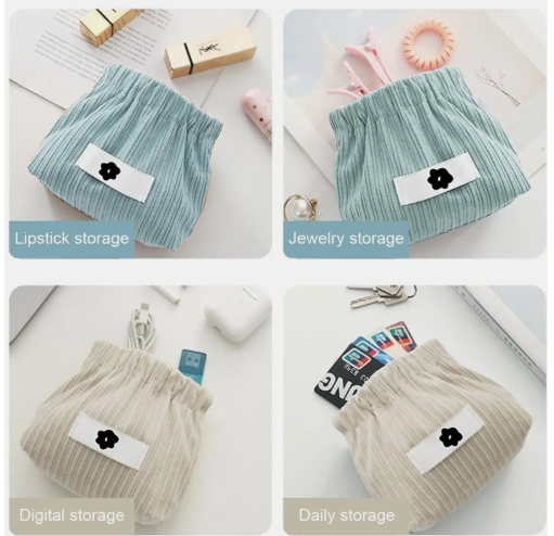 Corduroy Elastic Storage Bags- Pack of 5